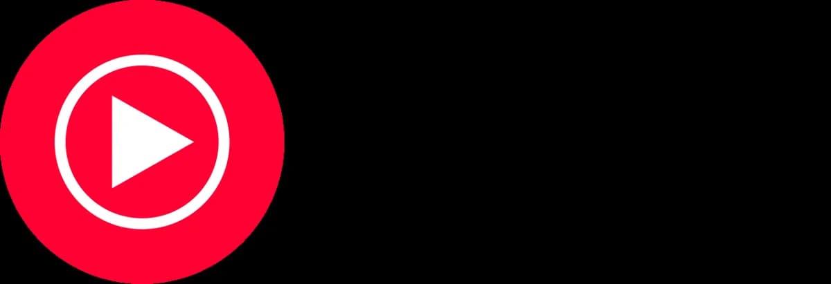 YouTube Music logo on a black background.