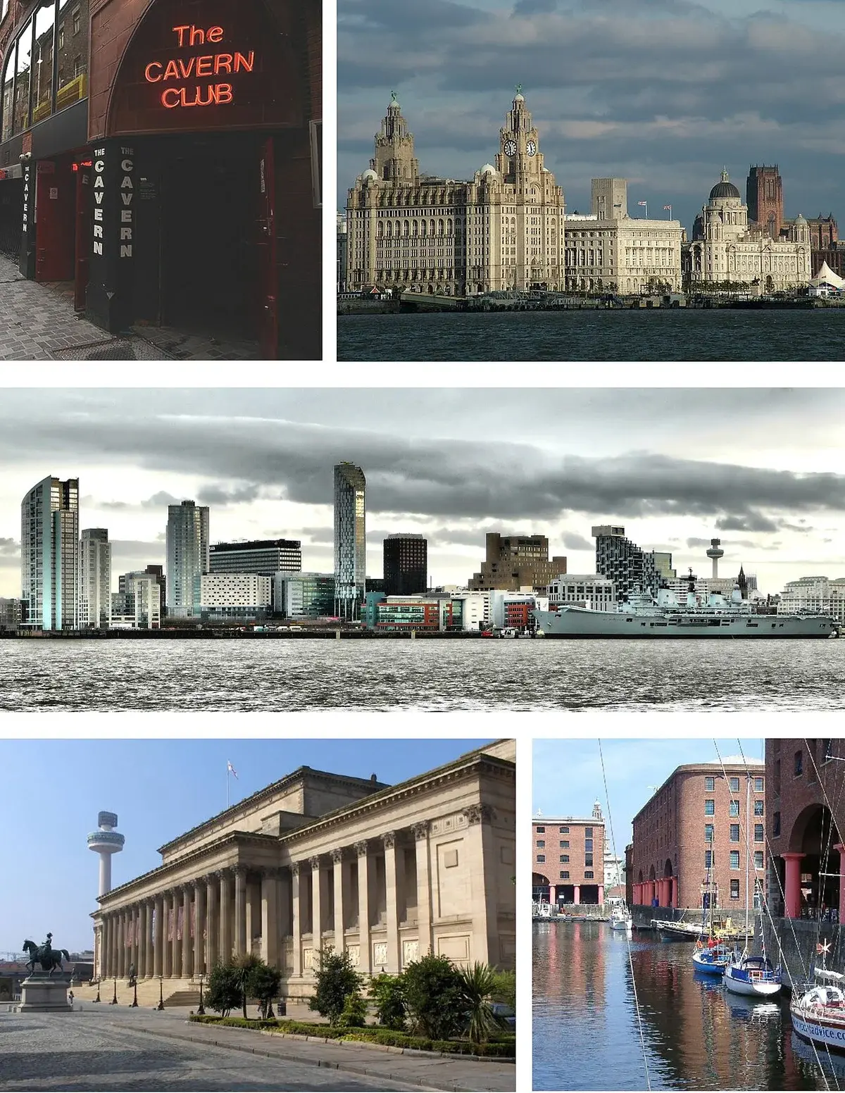 Montage of Liverpool landmarks and waterfront scenes.